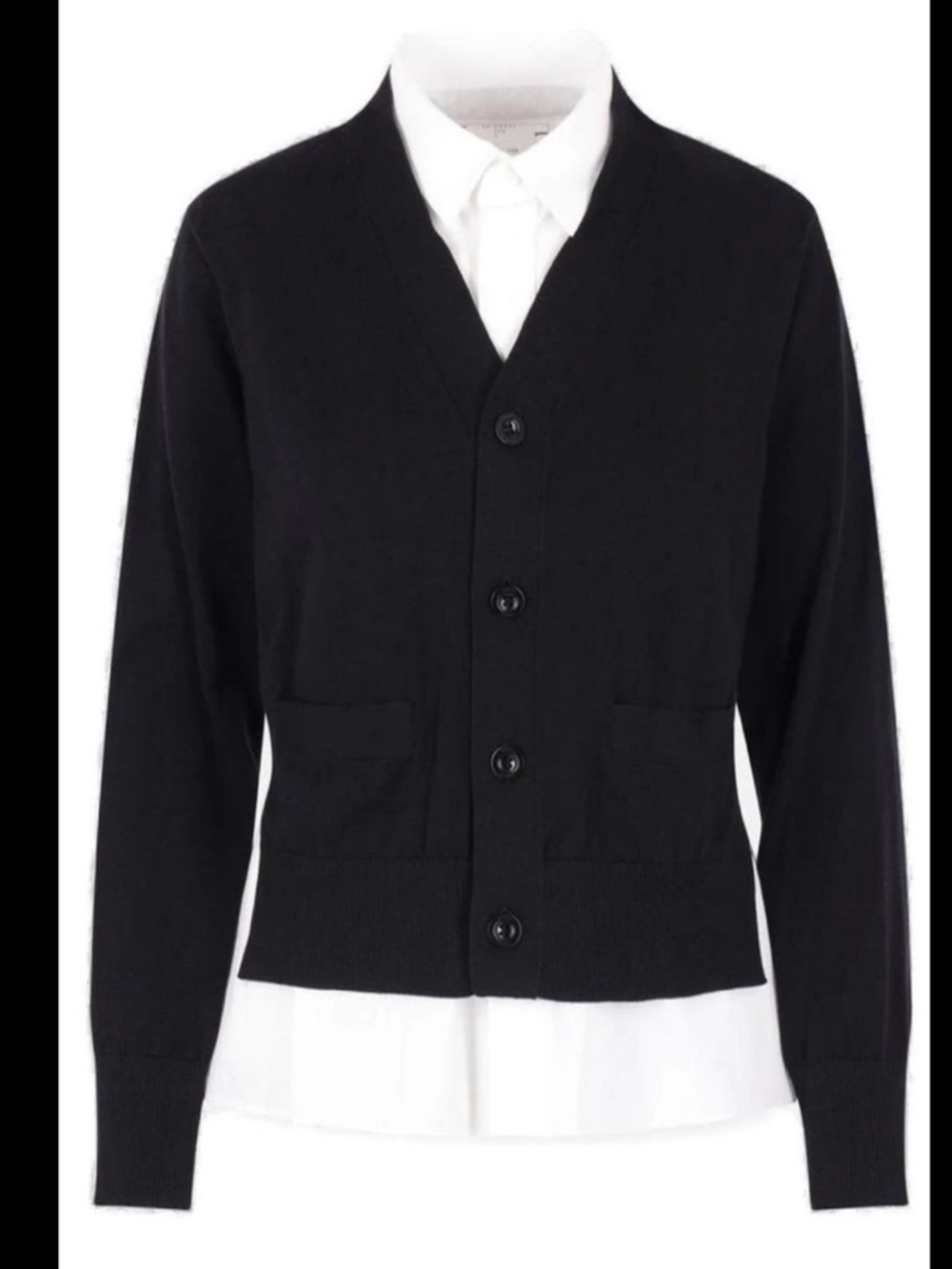Sacai Mixed Media Poplin & Knit Cardigan